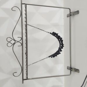 Jewelry Stand + 3 Elegant Black Beaded Necklace Set New